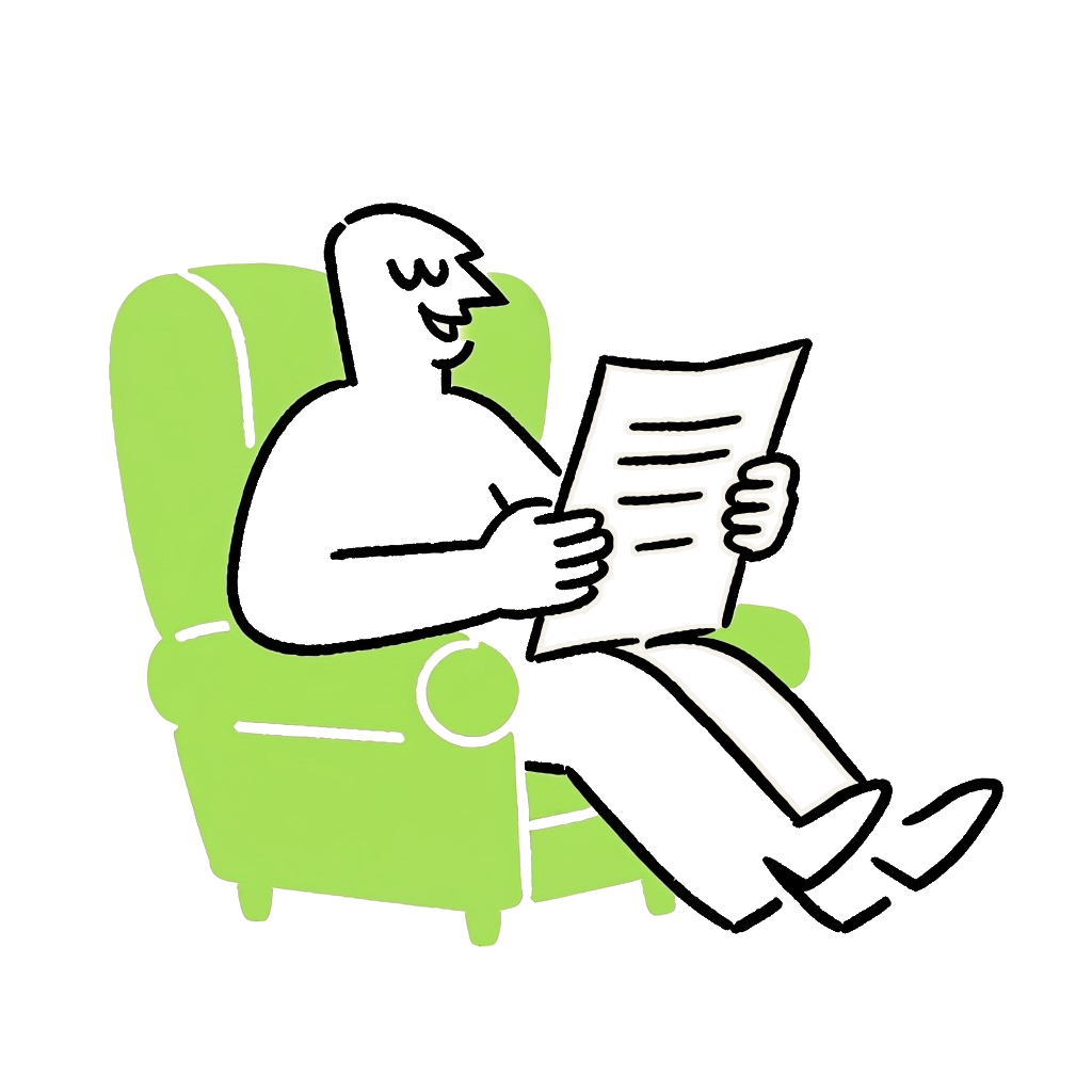 Tenant reviewing an application from a comfortable chair