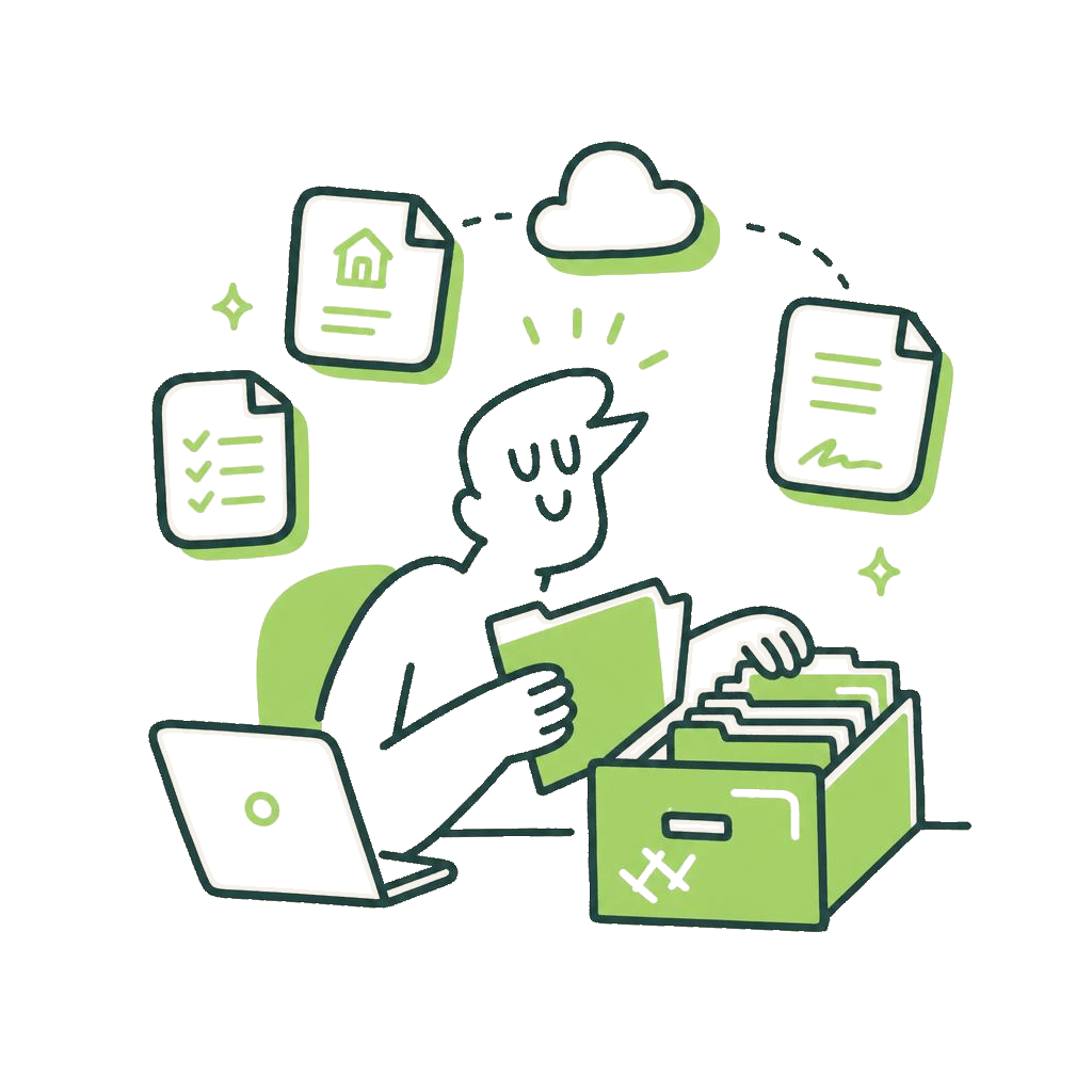 Tenant organizing lease and application documents in a digital filing system