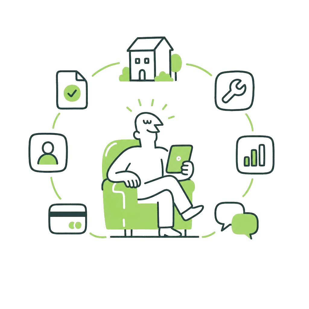 Landlord managing property, tenants, payments, and documents from one place